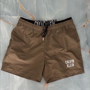 Calvin Klein Men’s Olive Green Swim Trunks